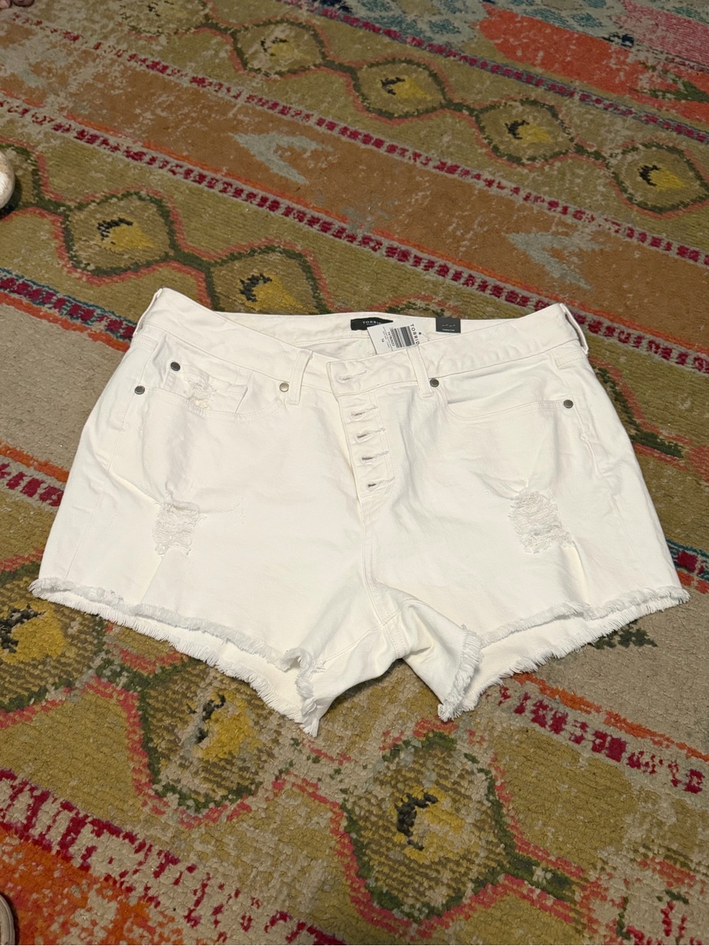 torrid Size 16 White Distressed High-Rise Denim Shorts